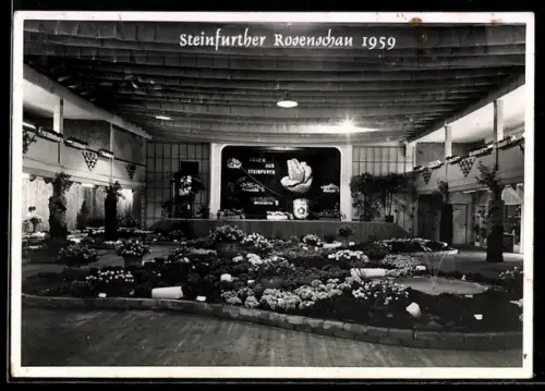 AK Steinfurth, Steinfurther Rosenschau 1959, Ausstellungshalle, Innenansicht