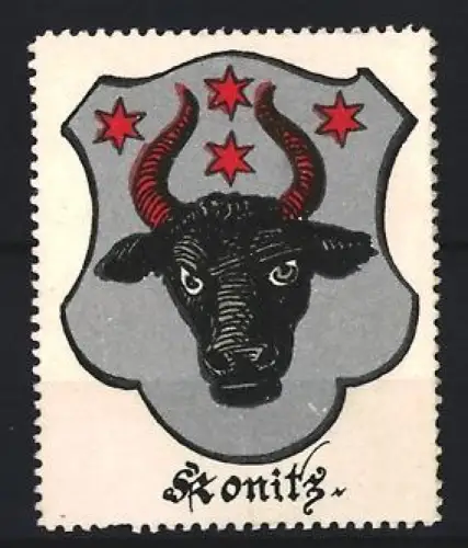 Reklamemarke Konitz, Wappen mit Stiermotiv