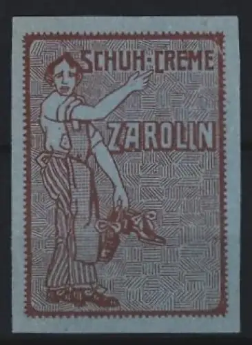 Reklamemarke Schuh-Creme Zarolin, Schuhputzer mit Schuhen