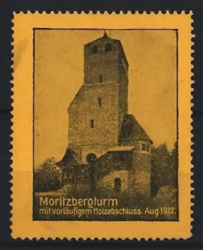 Reklamemarke Moritzberg, Moritzbergturm mit vorläufigem Holzabschluss 1912