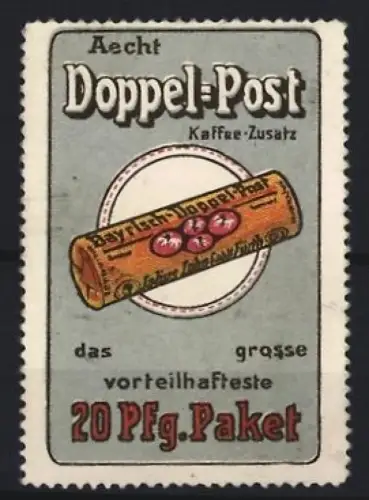 Reklamemarke Aecht Doppel-Post Kaffee-Zusatz, 20-Pfennig-Paket