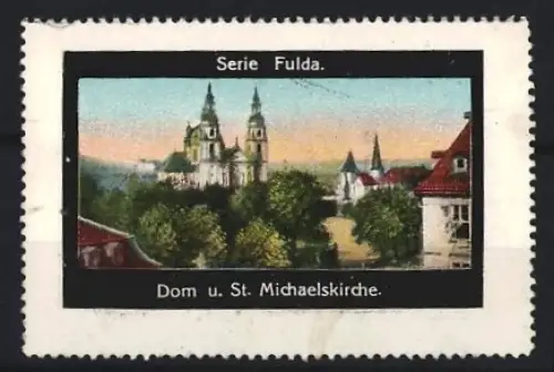 Reklamemarke Fulda, Dom und St. Michaelskirche, Ortsansicht mit Kirche