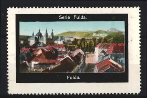 Reklamemarke Fulda, Serie Fulda, Ortsansicht mit Dom und Landschaft
