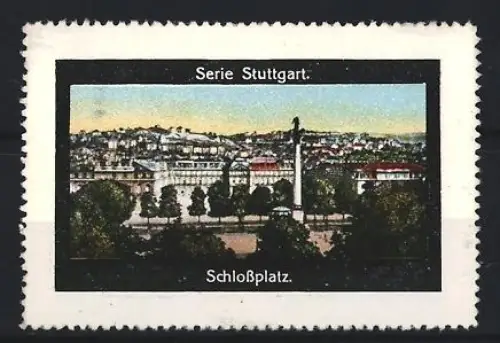 Reklamemarke Stuttgart, Schlossplatz, Blick über die Stadt