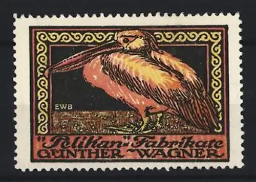 Reklamemarke Pelikan-Fabrikate, Günther Wagner, Pelikan-Illustration