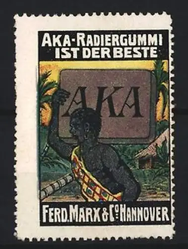 Reklamemarke Hannover, Ferd. Marx & Co., AKA-Radiergummi, Person mit Radiergummi