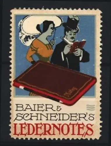 Reklamemarke Baier & Schneider`s Ledernotes, Notizbuch