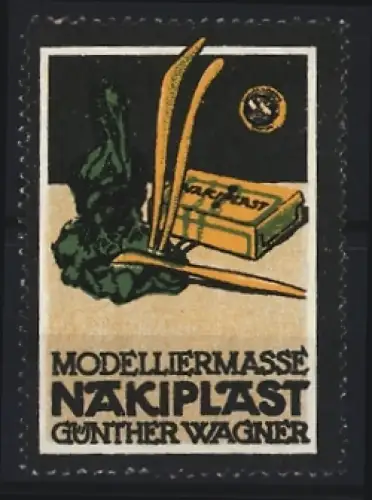 Reklamemarke Günther Wagner, Modelliermasse Nakiplast, Knete und Werkzeug