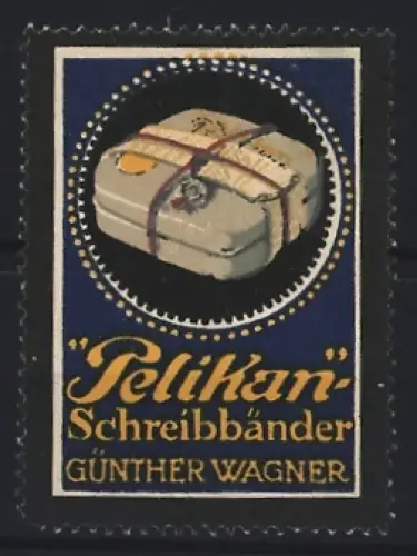 Reklamemarke Günther Wagner, Pelikan-Schreibbänder, Paket mit Bändern