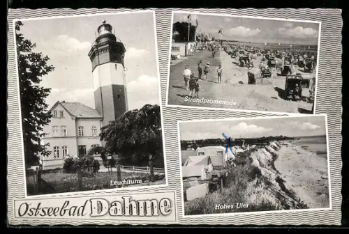 AK Dahme, Leuchtturm, Strandpromenade, Hohes Ufer