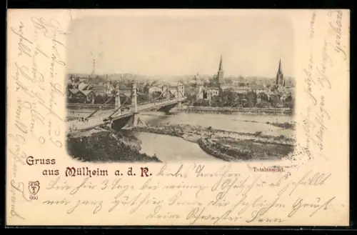 AK Mülheim a. d. R., Totalansicht mit Kirche