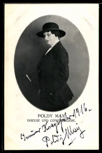 AK Poldy May, Diseuse und Conférenciere