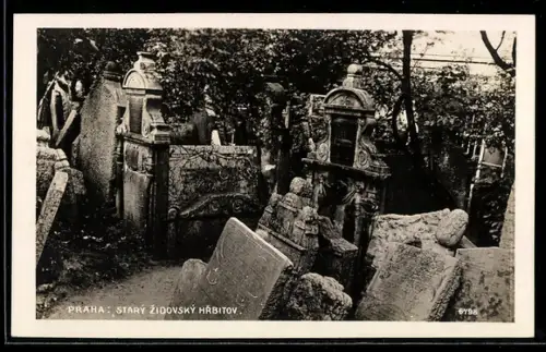 AK Prag, Gräber auf dem alten jüdischen Friedhof