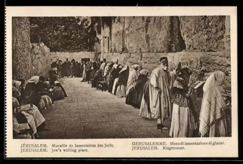 AK Jérusalem, Muraille de lamentation des Juifs, Jew`s walling place, Juden beten an der Klagemauer