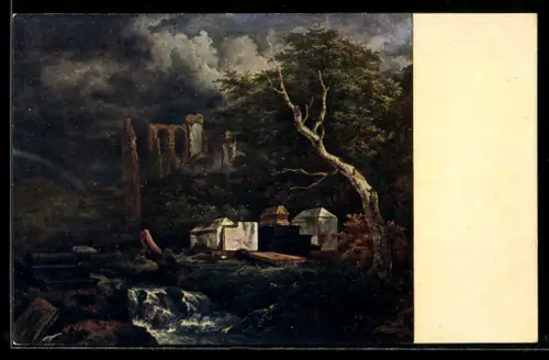 Künstler-AK Dresden, Judenkirchhof mit Gräbern