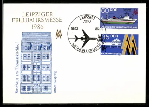 AK Leipzig, Leipziger Messe im Jahr 1989, Bachmuseum in der Aussenansicht