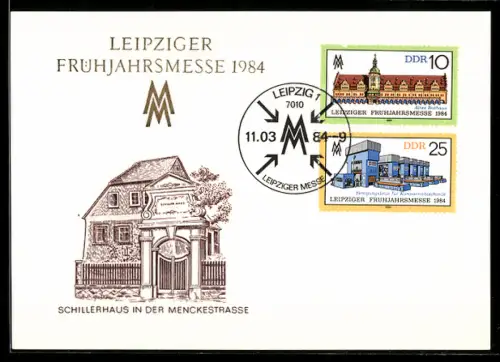 AK Leipzig, Leipziger Messe im Jahr 1984, Schillerhaus in der Menckestrasse