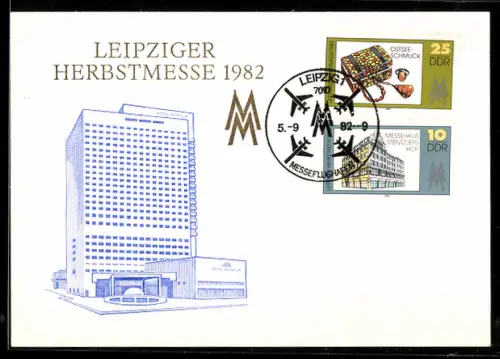 AK Leipzig, Leipziger Messe 1982, Hotel Merkur, Aussenansicht