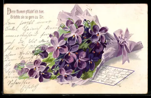 AK Strauss voller Veilchen in voller Blüte