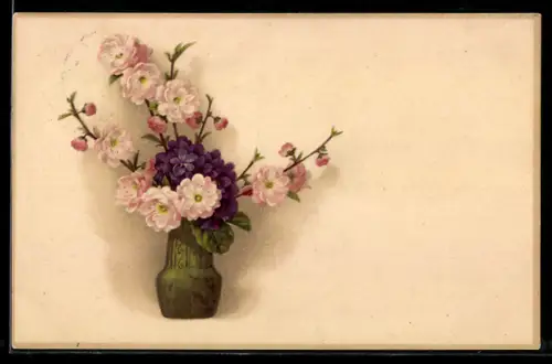 Künstler-AK Meissner & Buch (M&B) Serie 2207: Bunter Blumenstrauss in grüner Vase