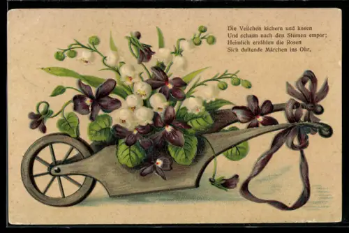 AK Karren mit Veilchen und Maiglöcken