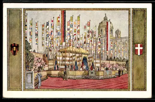 Künstler-AK Wien, 10. Dt. Sängerbundesfest 1928, Festzelt am Burgring