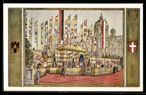 Künstler-AK Wien, Fest-Postkarte des 10. Deutschen Sängerbundesfestes, 1928