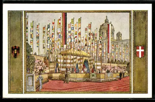 Künstler-AK Wien, 10. Deutsches Sängerbundesfest 1928, Festzelt am Burgring