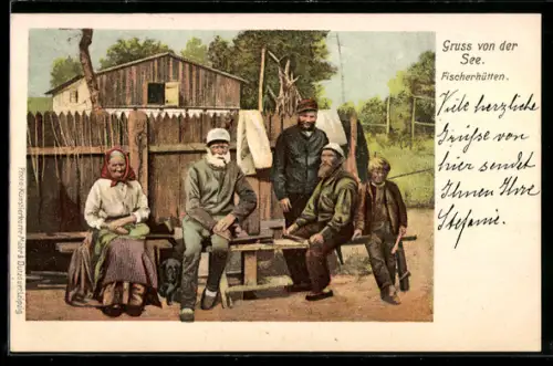 AK Gruppe von Fischern bei den Fischerhütten