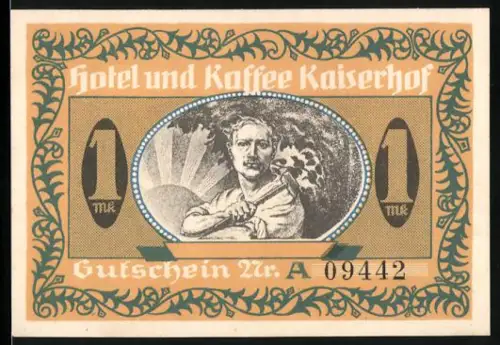 Notgeld Münster i. W. 1922, 1 Mark, Arbeiter mit Hammer und fliegende Taube mit Wappen