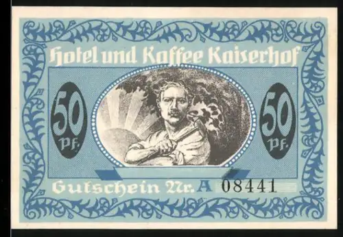 Notgeld Münster i.W. 1921, 50 Pfennig, Arbeiter mit Hammer und Taube über Wappen