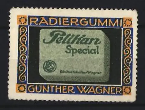 Reklamemarke Günther Wagner, Pelikan Radiergummi, Radiergummi mit Logo