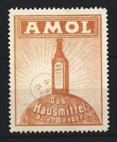 Reklamemarke Amil, Kräftigungspräparat, Flasche auf Globus