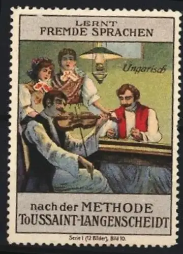 Reklamemarke Langenscheidt, Sprachlehrbuch Ungarisch nach der Toussaint-Langenscheidt-Methode, Ungarische Musiker