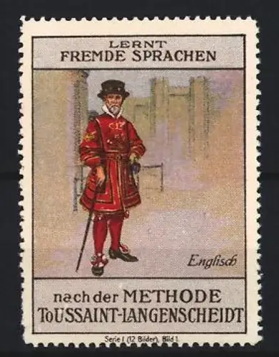 Reklamemarke Langenscheidt, Sprachlehrbuch Englisch nach der Toussaint-Langenscheidt-Methode, Yeoman Warder