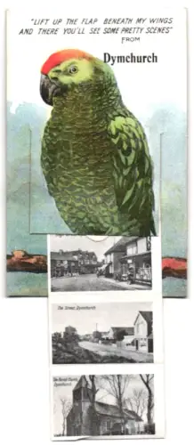 Leporello-AK Dymchurch, Train Station, Rough Sea, High Street