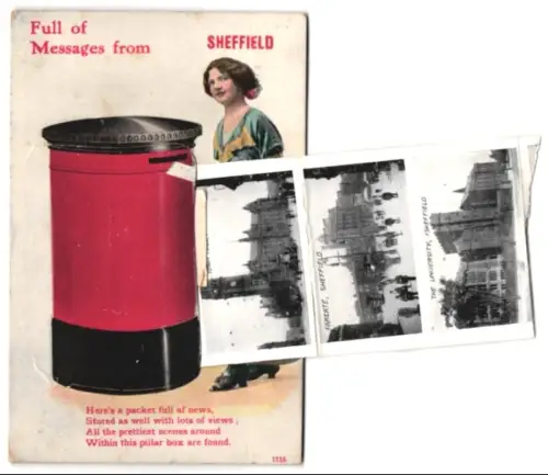 Leporello-AK Sheffield, Rivelin Valley, The Moor, Beauchief Abbey