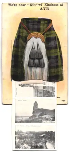 Leporello-AK Ayr, Burns Cottage, Alloway Auld Kirk, Burns Monument