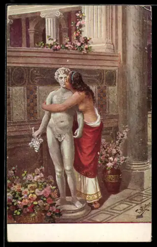 Künstler-AK Fr. Rösler: Eunice küsst Petronius` Säule