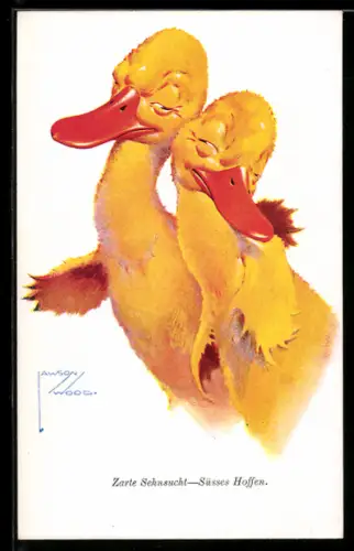 Künstler-AK Lawson Wood: Zarte Sehnsucht-Süsses Hoffen, Verliebte Enten