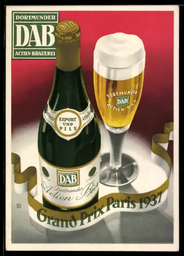 AK Paris, Grand Prix 1937, DAB - Dortmunder Actien-Brauerei