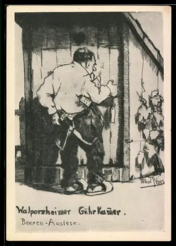 AK Walporzheimer Gährkammer, Beeren-Auslese, Weingutsbesitzter steht vor der Tür