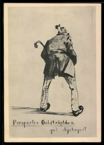 Künstler-AK sign. Richard Bloos: Bekannte Weine humoristisch dargestellt, Piesporter Goldtröpfchen
