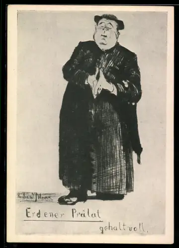 Künstler-AK sign. R. Bloos: Wein-Allegorie, Erdener Prälat - gehaltvoll, Reihe Wein Nr. 7