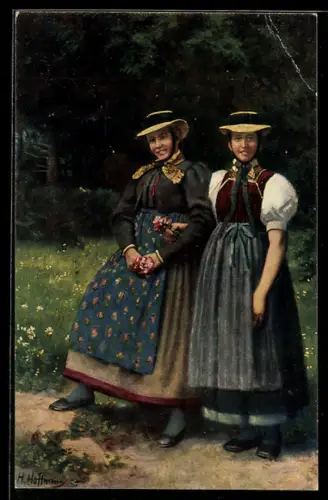 Künstler-AK Heinrich Hoffmann: Mädchen aus dem Prechtthal in Tracht