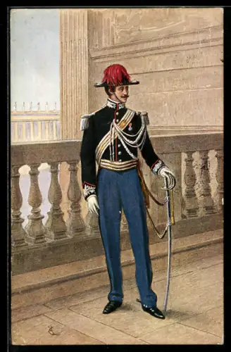 AK Schweizer Gardist in Uniform mit Degen