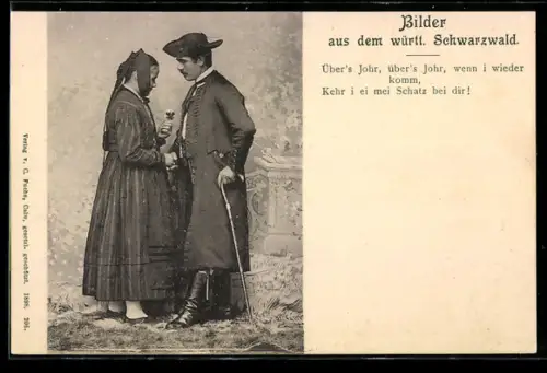 AK Paar in Schwarzwälder Tracht