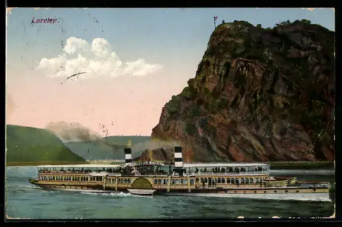 AK Dampfer an der Loreley