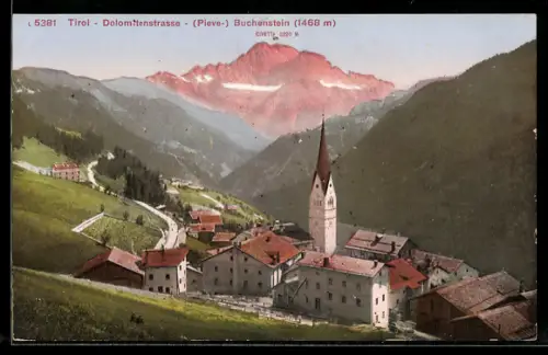 AK Buchenstein, Panorama an der Dolomitenstrasse