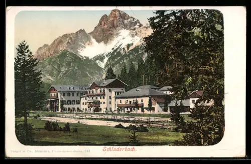 AK Schluderbach, Teilansicht mit Bergen